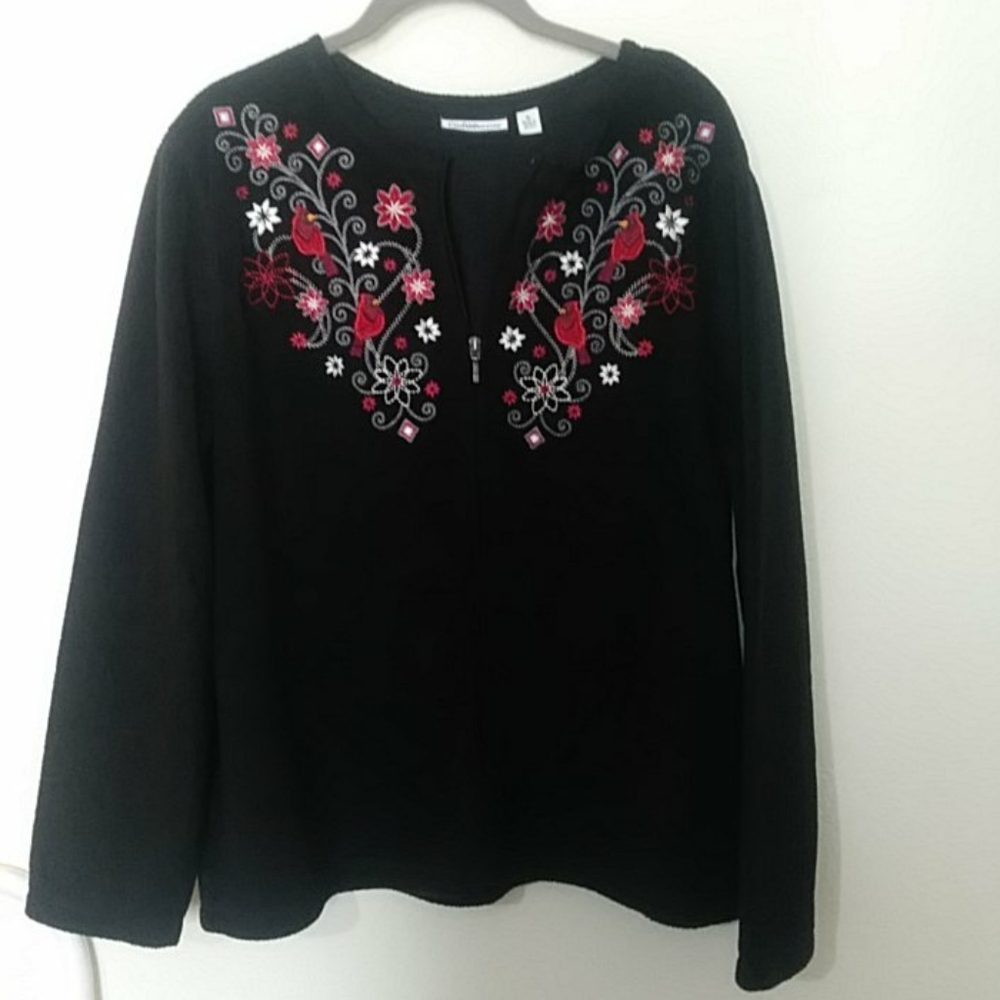 Croft & Barrow Zip Cardigan w/cardinals XL